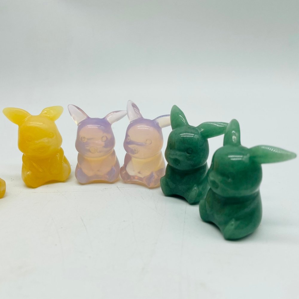 3 Types Yellow Calcite & Aventurine Pikachu Carving Animals Wholesale -Wholesale Crystals